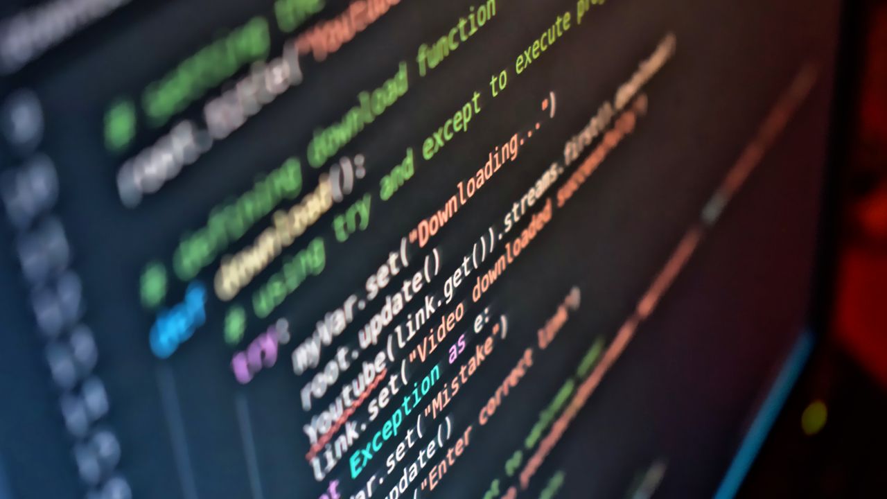 Vivid close-up of programming code displayed on a computer screen