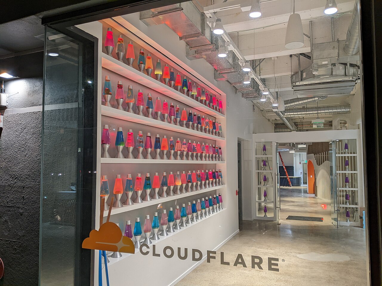 The lava lamp wall at the entrance of Cloudflare's office in San Francisco.