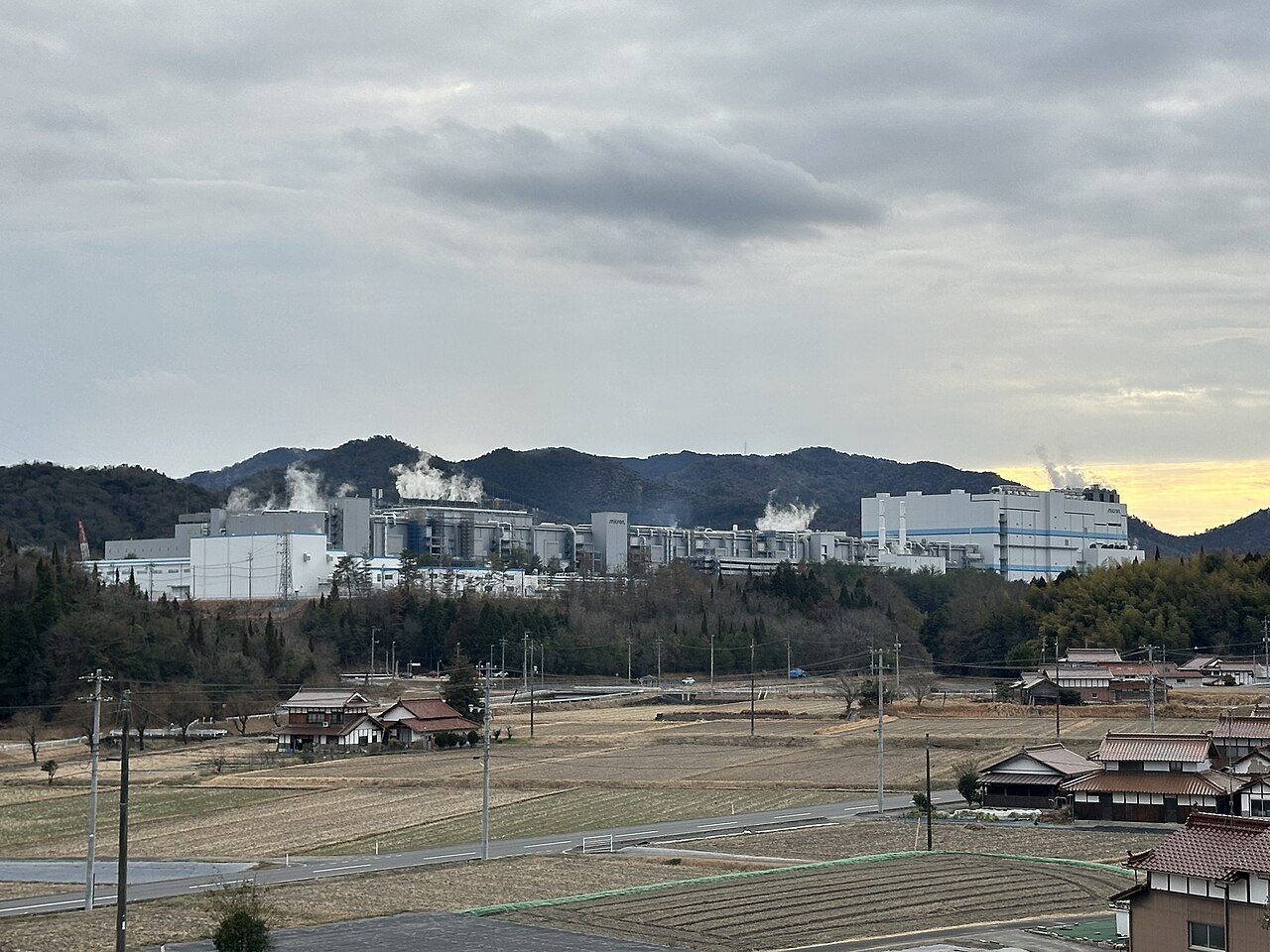 Exterior of Micron's memory chip factory in Hiroshima, Japan