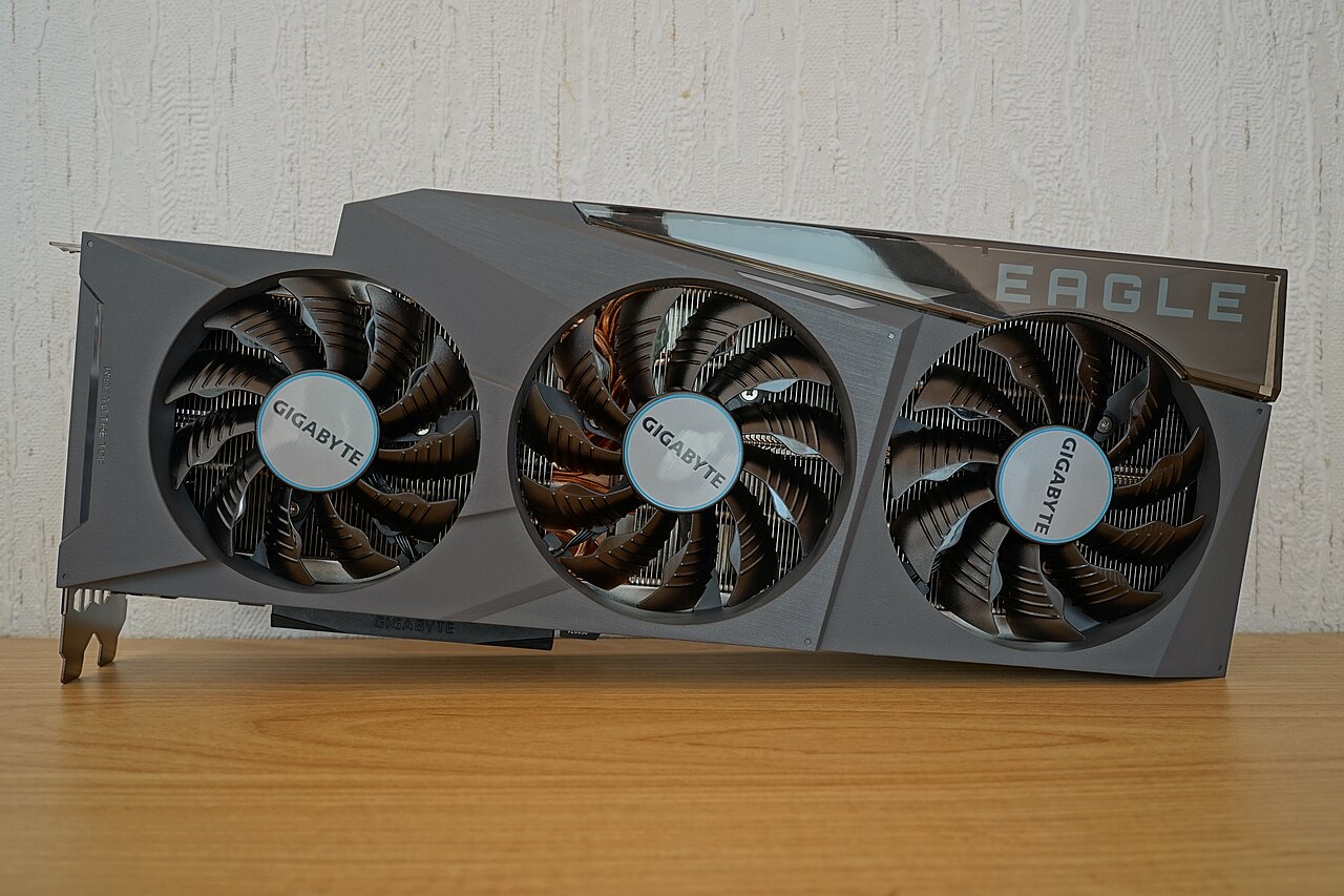 A GeForce RTX 3090 consumer graphics card with 24GB of video memory.